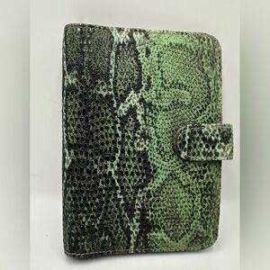 Vintage Faux Snakeskin Green & Black Day Runner 6 Ring Planner Binder Journal